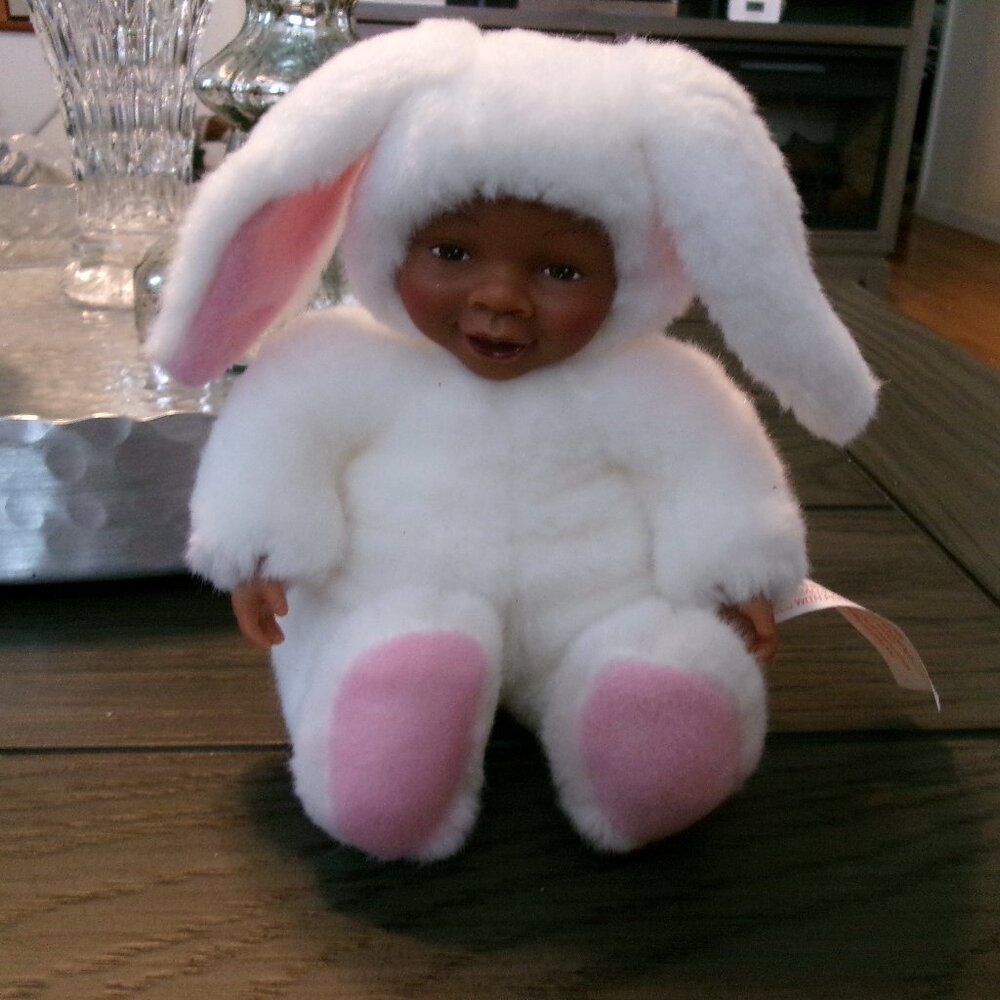 Anne Geddes Baby Bunnies Bean Filled Toy Plush 6" African American RARE